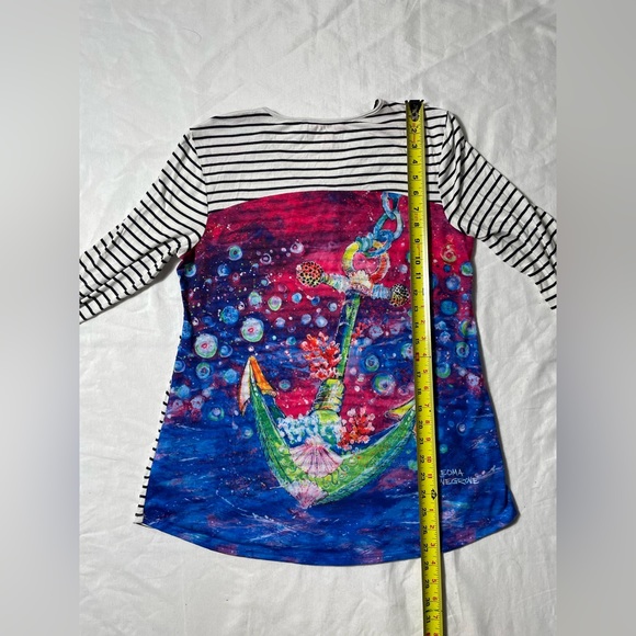 Leoma Lovegrove art to wear anchor mulitcolored long sleeve top size PM - Picture 4 of 7